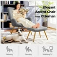 thumbnail image 4 of Wubio Accent Chair and Ottoman Set, Sherpa Armchair with Golden Metal Legs and High Back, Footstool for Living Room, Lounge, Gray, 4 of 9