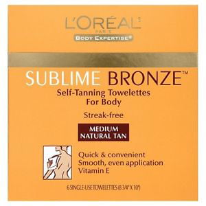 L'Oreal Sublime Bronze Self Tanning Towelettes For Body Medium Natural Tan 6 Single (Best Self Tanning Towelettes)
