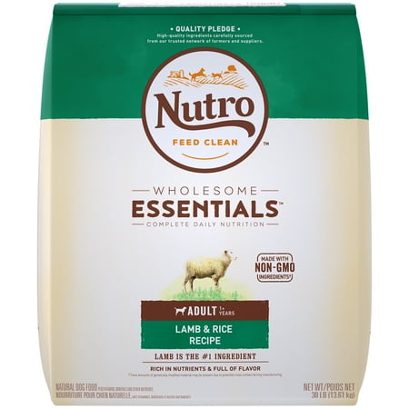 NUTRO WHOLESOME ESSENTIALS Natural Adult Dry Dog Food Lamb & Rice Recipe, 30 lb. Bag
