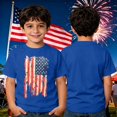 thumbnail image 4 of lnmuld Boys Independence Day Vintage Distressed Flag Short Sleeve T-Shirt Color:Blue,Size:8-9 Years, 4 of 5
