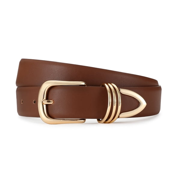 AI DEEBLUE Belts for Women with Gold Buckle Faux Leather Belts Fashion Casual Belts for Jeans