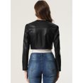 thumbnail image 4 of Bolero Shrug de Manga Larga para Mujer Chaqueta Corta de Cuero PU Negro S, 4 of 5