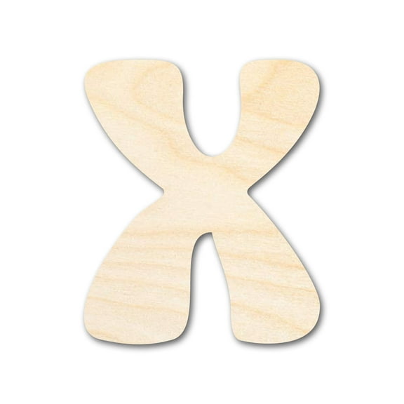 Unfinished Wood Groovy X Font Shape 24" / 1/2"