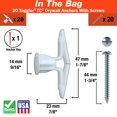 thumbnail image 2 of Toggler Toggle Tc Anclaje Comercial Para Paneles De Yeso Con Tornillos De Polipropileno Fabricado En Ee. Uu. Rango De Agarre De 5/8" A 3/4" Para Tamaños De Sujetadores #6 A #14 (20), 2 of 5