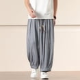thumbnail image 2 of Zszcpp Men Work Pants Relax Fitetd Elastic Waist Long Solid Colour Style Wide Leg Trousers Casual Trouser, 2 of 5