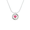 thumbnail image 2 of Delight Jewelry Silvertone Small Long Hot Pink Heart Hockey Ring Charm Necklace, 18", 2 of 4