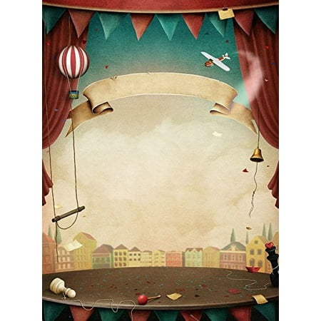 Image of 5x7ft Cartoon Circus Stage Curtain Photography Studio Backdrop Background