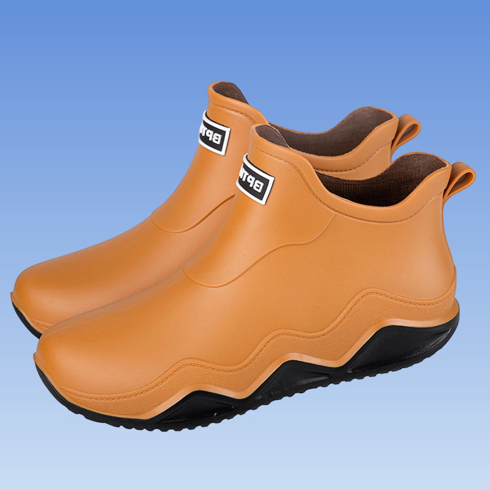 Wensltd Unisex Couple Rain Boots Short Ankle Waterproof Letter Print Women Men Rubber Boots for Outdoor Wear