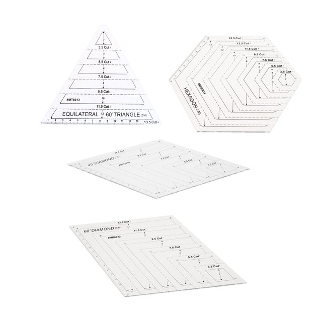 4pcs Rhombus/Hexagon/Triángulo Plantilla Quilting Regla Para DIY Accesorios de Bricolaje Sunnimix Regla de patchwork para acolchar