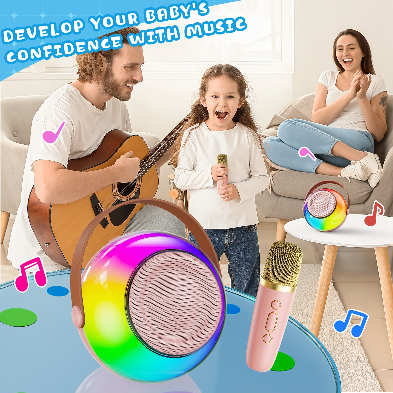 FanFun Mini Karaoke Machine for Kids, Portable Singing Machine with Microphone, Bluetooth Karaoke Speaker on Sale for Adult, Best Gift for Christmas, D25