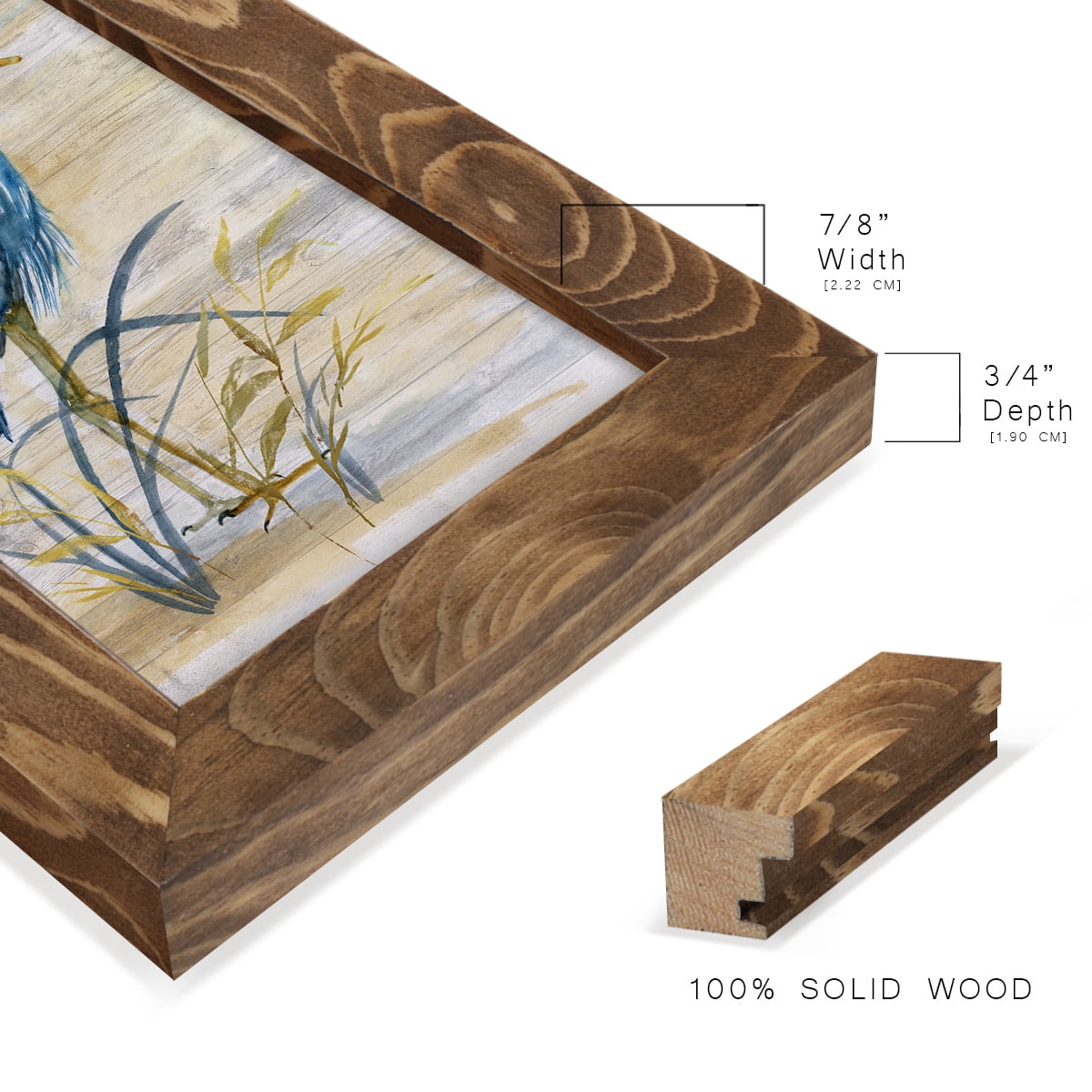 Blue Heron I -Framed Print w/glass-Walnut