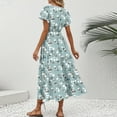 thumbnail image 5 of Mgmyaa Women's Elegant Long Dress Casual Summer Bohemian Floral Dress A-Line Short Sleeve V-Neck Print Flowy Swing Maxi Beach Dress, 5 of 6
