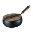 thumbnail image 1 of DOLITY Iron Wok Pan Cookware Cooking Pot Home with Wood Handle Flat Bottom Nonstick 24cm, 1 of 9