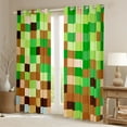 thumbnail image 2 of Homewish Square Buffalo Kids Black Out Curtains, Cartoon Building Gamers Curtains Pack of 2 (42x63 Each), Brown Green Block Patchwork Bedroom Curtains, Black Out Curtains Decor, 2 of 6