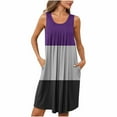 thumbnail image 2 of Fnooota Women Nightgowns with Pockets, Color Block Sleeveless Loose Pleated Summer Sleepshirts Purple Size L, 2 of 7
