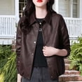 thumbnail image 2 of Yangnuo Womens Fashion Buttoned Lapel Leather Jackets 2025 Fall Winter Women's Leather Jacket Short Lining Fabric Leather Jacket Fashionable And Motorcycle Leather Jacket Women's, 2 of 4