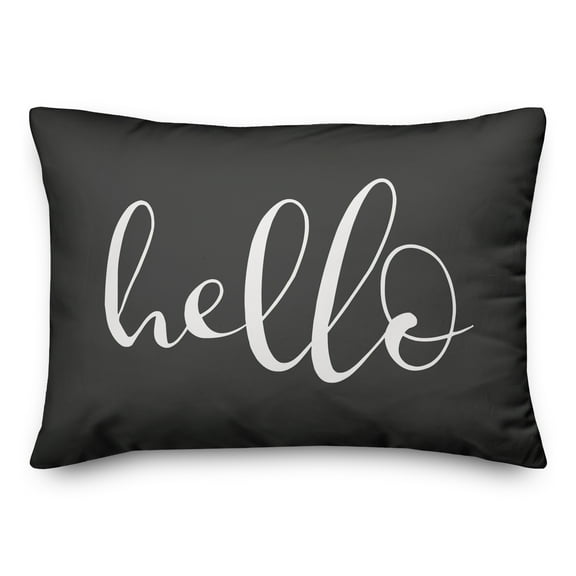 Creative Products Hello Script Black and White 14x20 Indoor / Outdoor Pillow