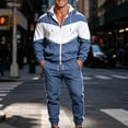 thumbnail image 6 of Men's Tracksuit, Color Block Track Jackets and Pants 2 Piece Outfit Mens Hoodie Sweatsuit Full-Zip Running Jogger Set Sports Casual Sweat Suits Size 3XL Blue, 6 of 9