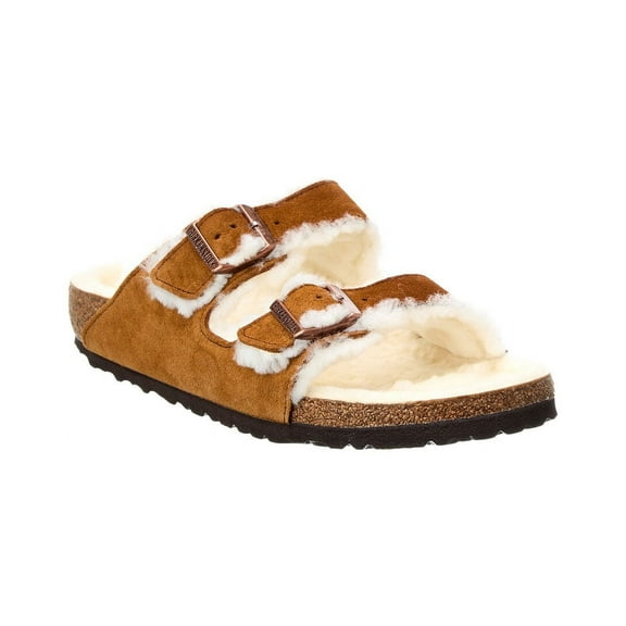 Birkenstock Women's Arizona Shearling Narrow Sandal, 44, Brown