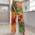 thumbnail image 2 of Hawaiian Hibiscus Garden Orange Flowers Women's Pajamas Pajama Pants Women's Sleepwear Lounge Sleep Bottoms Stretch with Pockets, 2 of 7