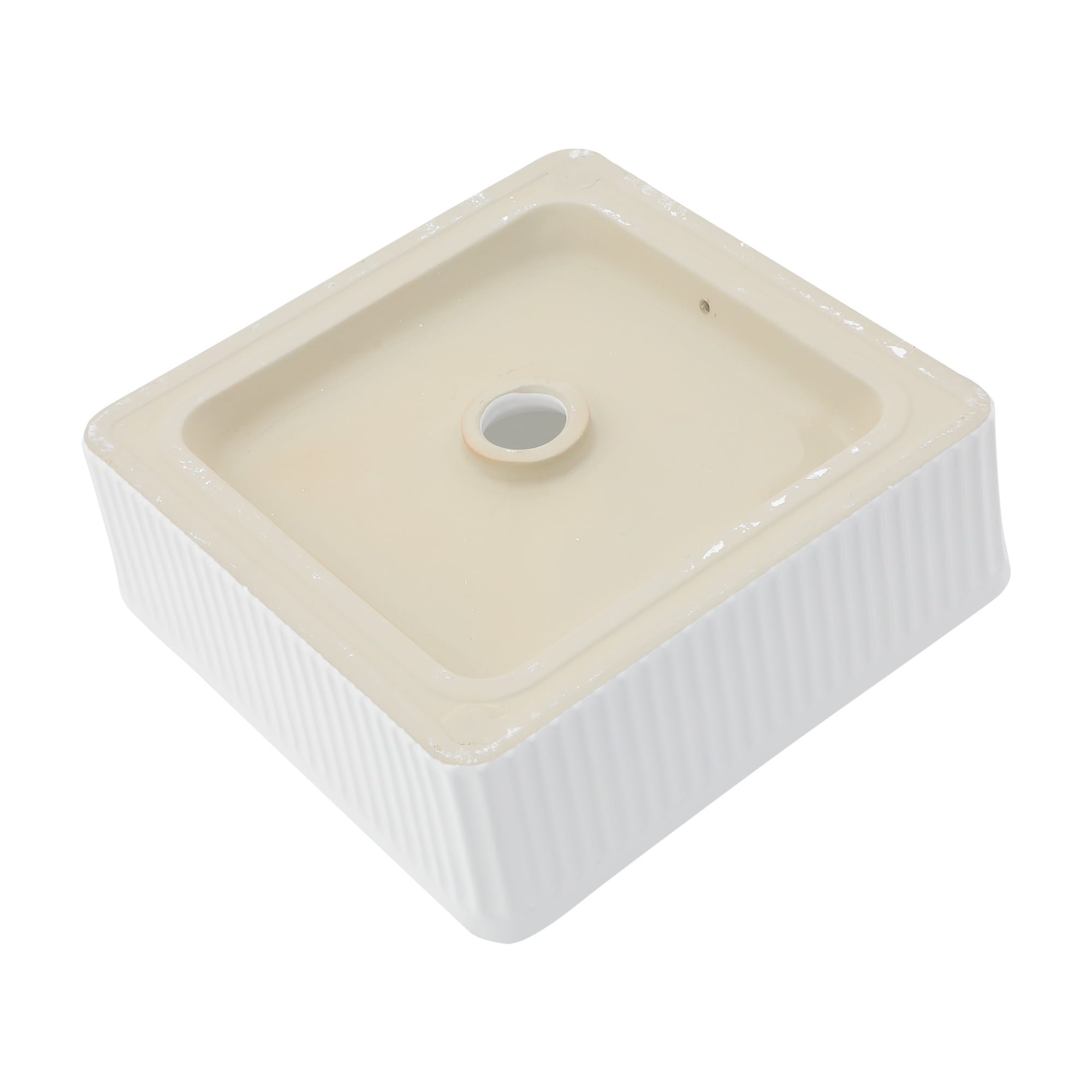 15.69"×15.69"×5.13" White Ceramic Rectangular Countertop Bathroom Sink