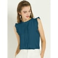 thumbnail image 2 of Blusas elegante Sin mangas Allegra K Vintage de la Década de 1950 con volantes para Oficina de Negocios para Mujer Azul verde M, 2 of 6