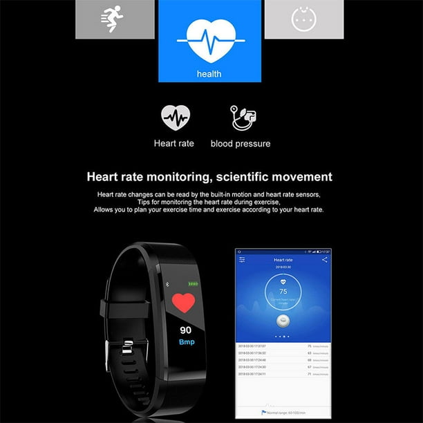 Bluetooth Smart Watch Heart Rate Blood Pressure Monitor Fitness Tracker Bracelet Color purple Walmart