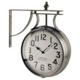 thumbnail image 3 of homeroots home decor 376231 19" Large Round Industrial styleWall Clock w Two Clock Faces Silver Frame, 3 of 3