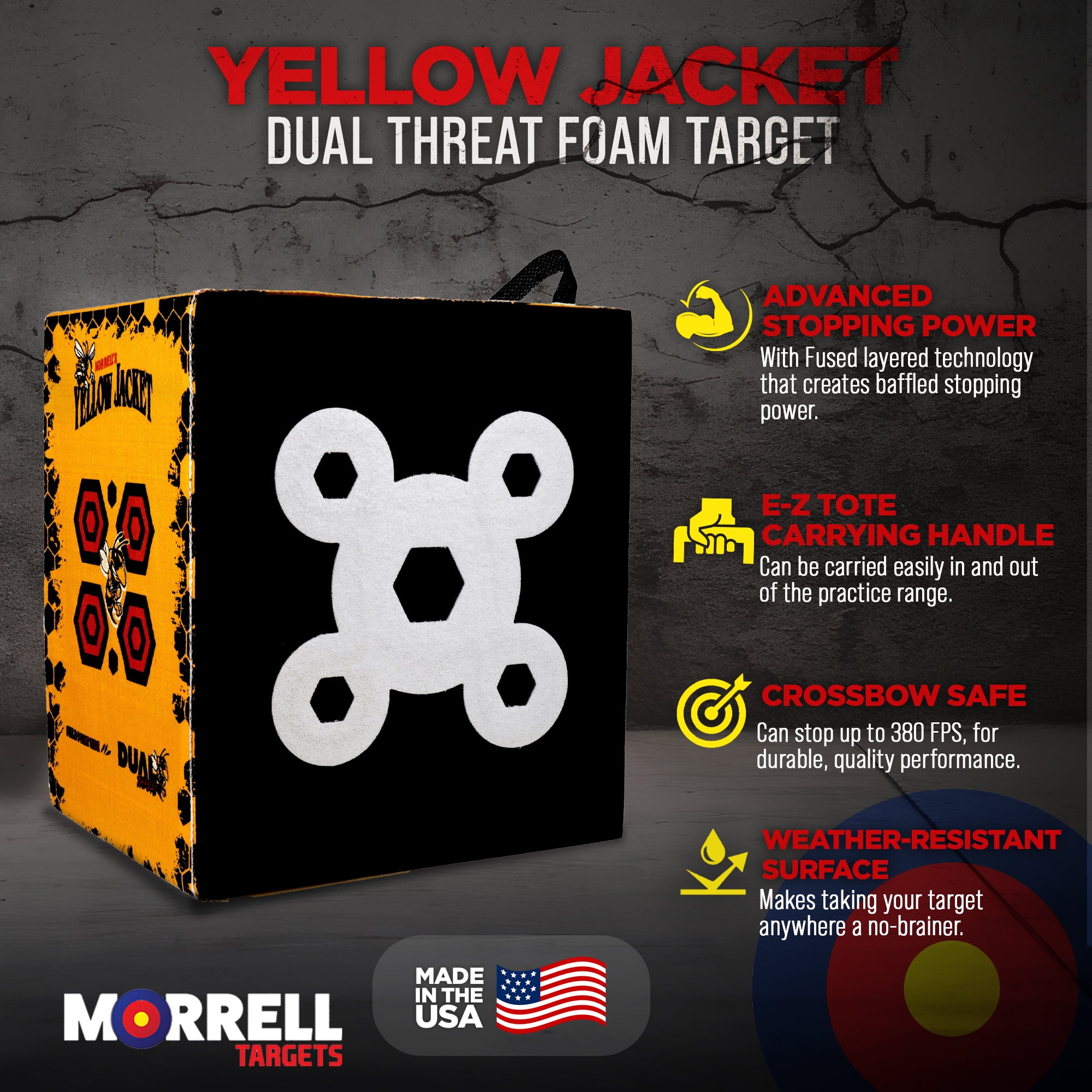 Morrell Yellow Jacket 380 FPS Crossbow Cube Targets w/ Carry Handle, 4 Pack