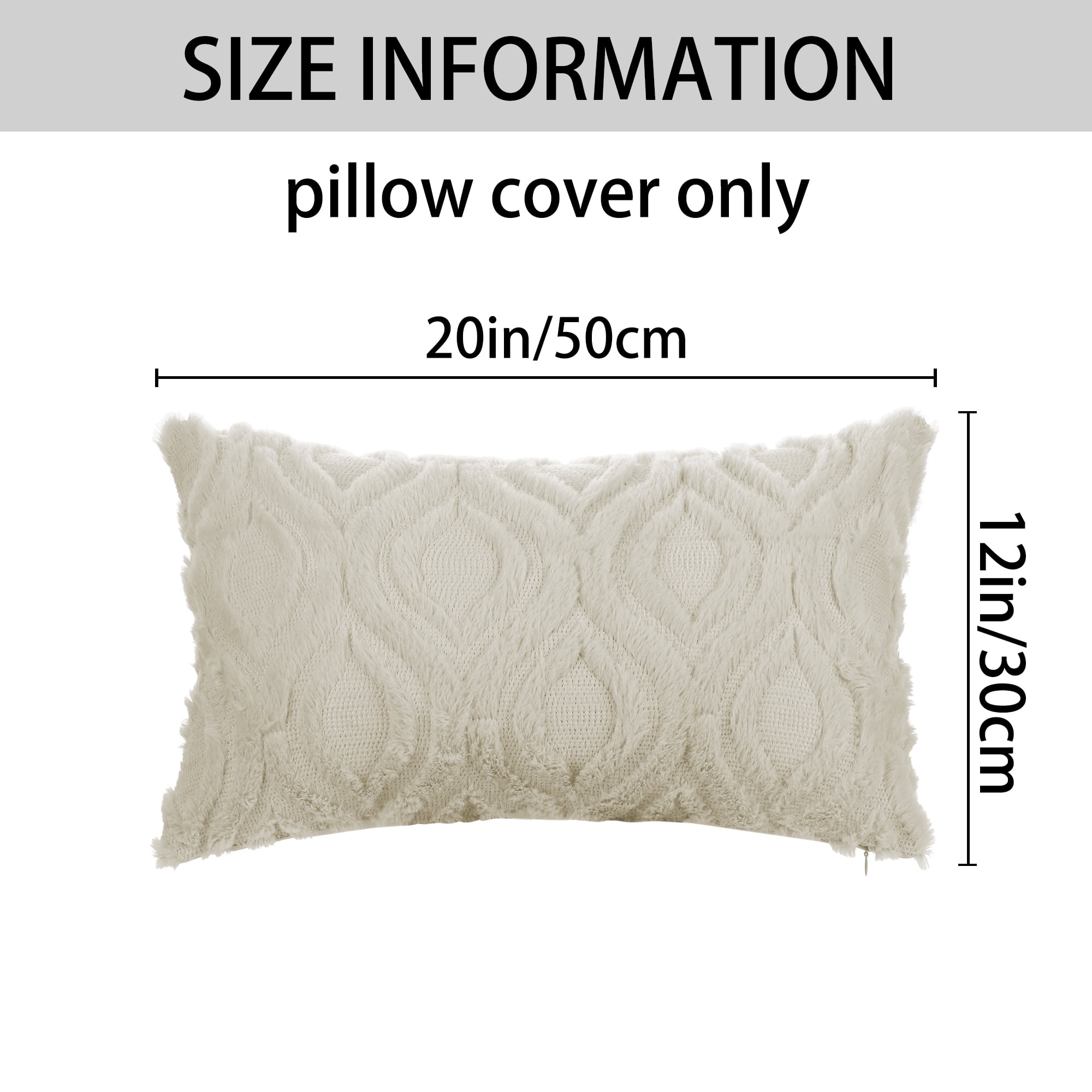 Unique Bargains Shaggy Plush Throw Pillow Covers Couch Pillow Covers (2 Count) Khaki-2 12" x 20"