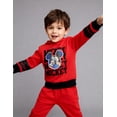 thumbnail image 5 of Disney Mickey Mouse Toddler Boys’ Outfit Set - Two Piece Red Hoodie Sweatshirt with Holographic Patch & Stripe Jogger Pants (Red, 3T), 5 of 5