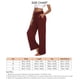 thumbnail image 5 of Pantalones de pierna ancha con cordón elástico y bolsillos en la cintura, pantalones casuales sueltos para yoga, ejercicio físico, jogging, rojo vino XL, 5 of 5