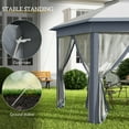 thumbnail image 5 of Outsunny 13' x 13' Pop Up Gazebo Hexagonal Canopy with 6 Zippered Mesh Netting, 2-Tier Roof Event Tent with Steel Frame for Patio Backyard, Gray, 5 of 9