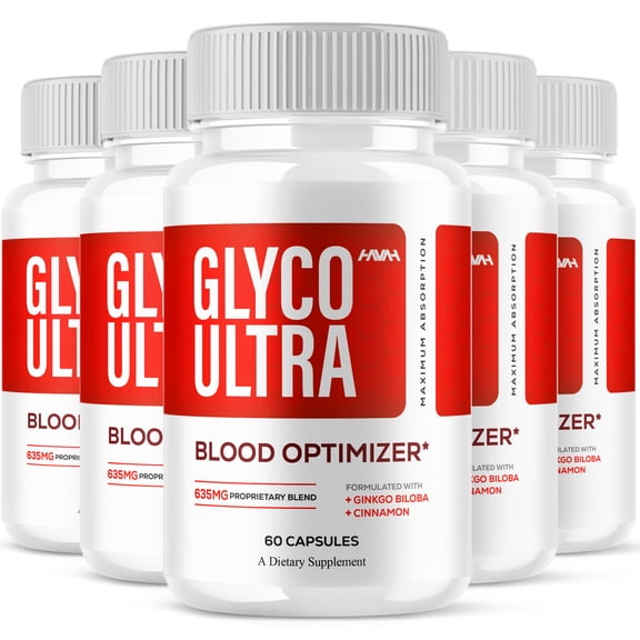 (5 Pack) Glyco Ultra Blood Optimizer Capsules, GlycoUltra Advanced Formula Support Supplement (300 Capsules)