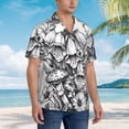 thumbnail image 3 of Fotbe Monochrome Botanical Illustration Camisa Hawaiana para Hombre Unisex – Camisa Casual de Verano con Botones de Manga Corta de Algodón y Lino,Medium, 3 of 7