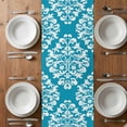 thumbnail image 6 of Baroque Blue Table Runner - 120 Inch Long, Kitchen Dining Table Runner Dresser Scarves, Vintage Damask Classic Floral Farmhouse Decor for Coffee Tables Wedding Party Banquet, 6 of 8