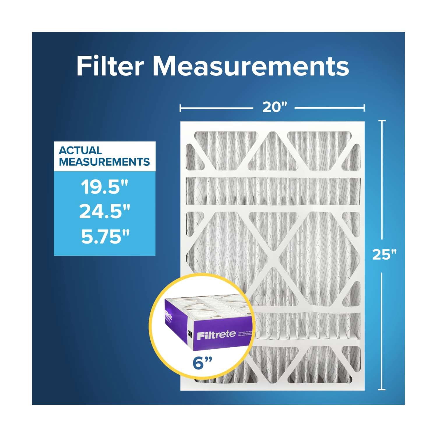 Filtrete 20x25x6 HVAC Furnace Air Filter, MPR 1550 MERV 12, Ultra Allergen Reduction, 2 Pack