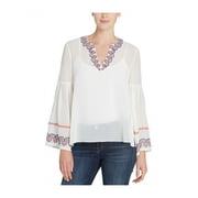 Catherine Malandrino Womens Embroidered Peasant Blouse offwhite L