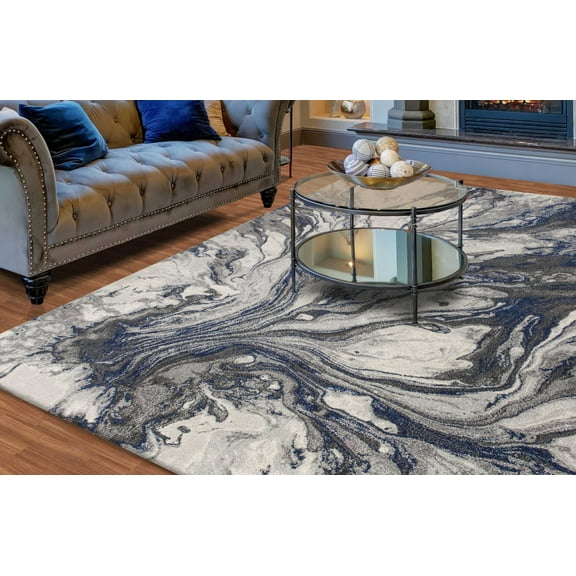 7'10" x 10'10" Polypropelene Grey Area Rug