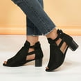 thumbnail image 4 of Woobling Womens Dress Heels Casual Ankle Strap Peep Toe Pumps Shoes Black Size 4.5, 4 of 6
