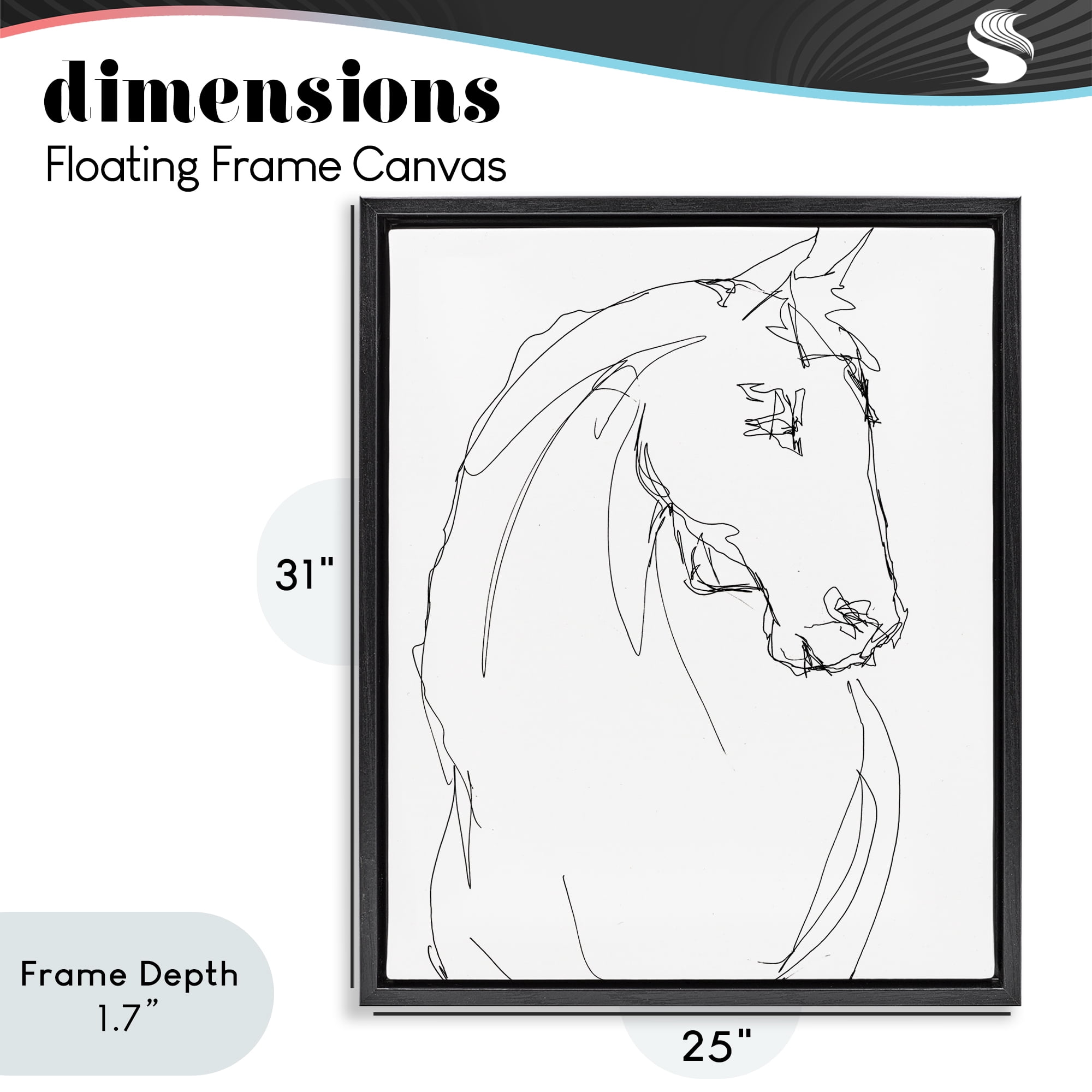 Stupell Industries Sketched Horse Contour Black Framed Floater Canvas Wall Art, design by Lorenzo Collective