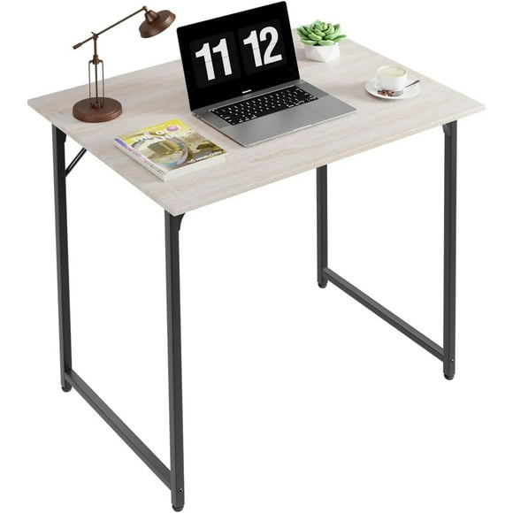 32 inch Computer Desk, Study Writing Table for Small Space, Save Space Office Desk with Metal Legs, Modern Steel Frame Wood PC Workstation for Home Office, Natural