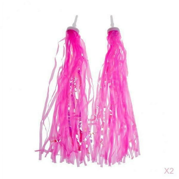 4x Nylon Handlebar Streamers Bike Handle Bar Tassels Ribbons Accessories - Pink