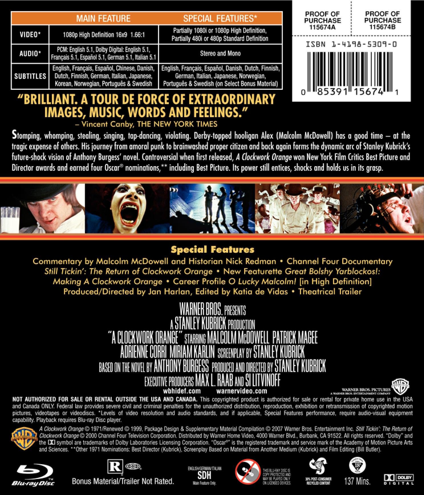 A Clockwork Orange (Blu-ray), Warner Home Video, Sci-Fi & Fantasy - image 2 of 2