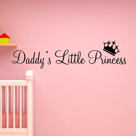 VWAQ Daddy's Little Princess Nursery Wall Decals Cute Baby Quote Vinyl Wall Art Quotes Nursery Baby Girl Room Decor