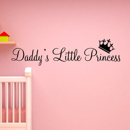 VWAQ Daddy's Little Princess Nursery Wall Decals Cute Baby Quote Vinyl Wall Art Quotes Nursery Baby Girl Room Decor