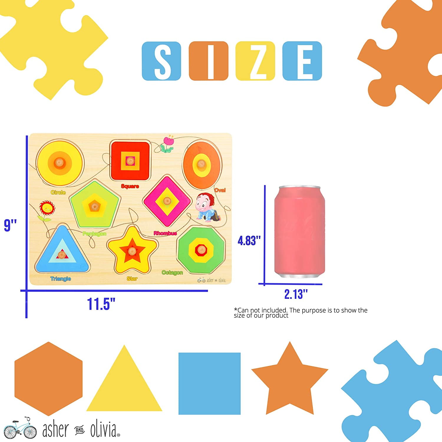 Builds Beginner Numeracy Skills. Helps Kids Recognize Numbers with Imprinted Number Shapes on Peg Board 20 Piece KIPPTO Wooden 123 Number and Geometric Shape Puzzle for Toddlers 2 3 4 Year-Old