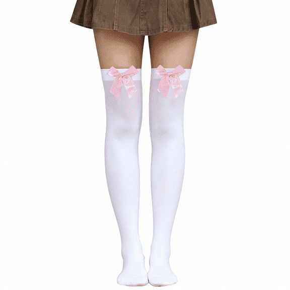 TELOLY Women'S Satin Bow Stockings Thigh High over Knee Stockings Bow Socks
