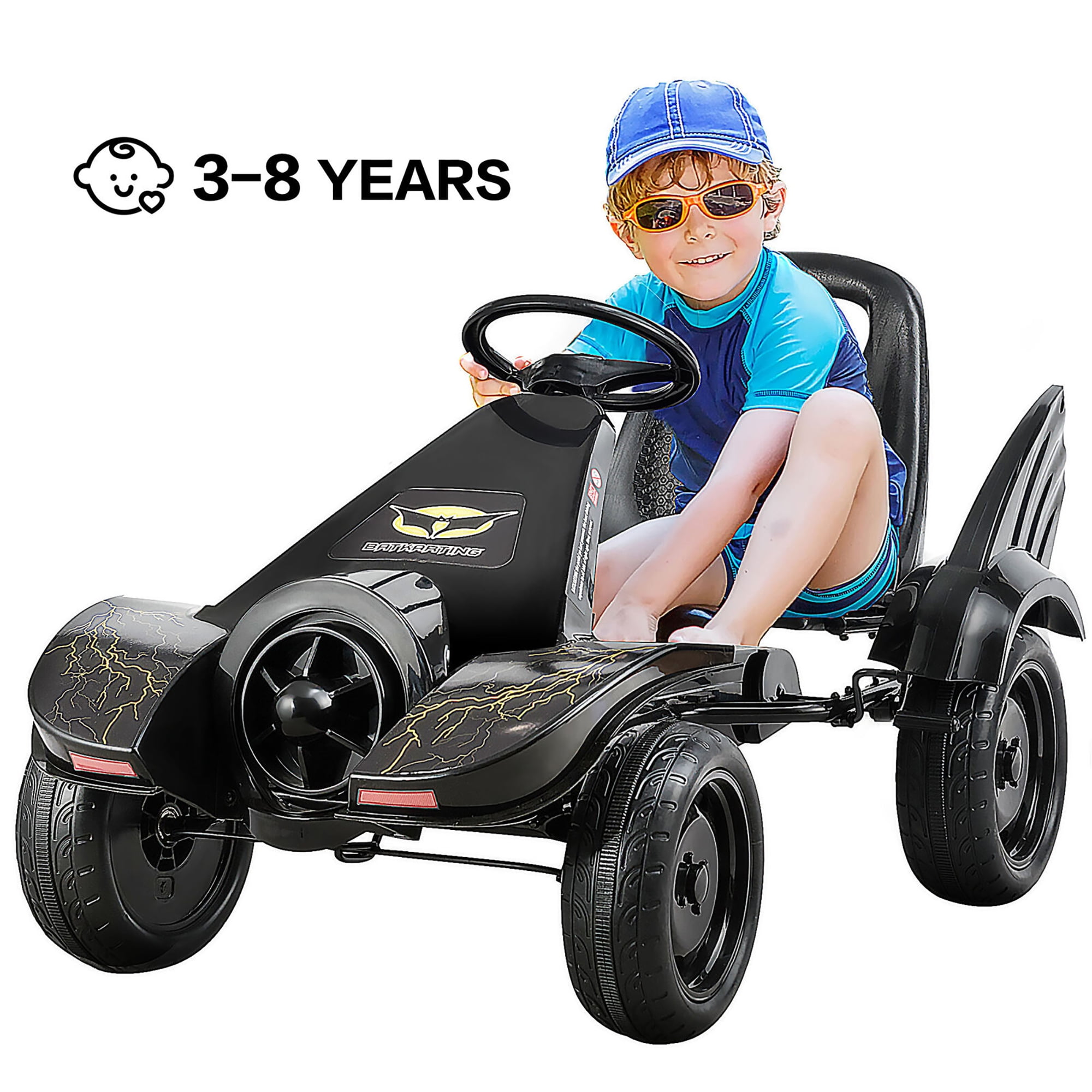 Go Kart Pedal Powered Kids Ride on Car 4 Wheel Racer Toy w/ Clutch & Hand  Brake 