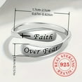 thumbnail image 2 of 925Sterling Silver "Faith Over Fear" Adjustable Open Band Ring, Vintage & Minimalist Style Bypass Ring Inspirational Religious Jewelry Gifts For Men & Women, 2 of 5
